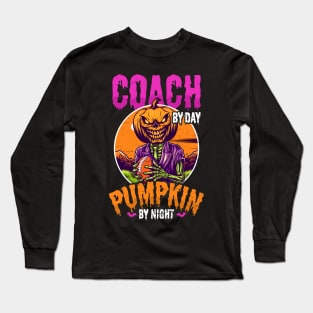 Halloween Coach Shirt | Coach Day Pumpkin Night Football Long Sleeve T-Shirt